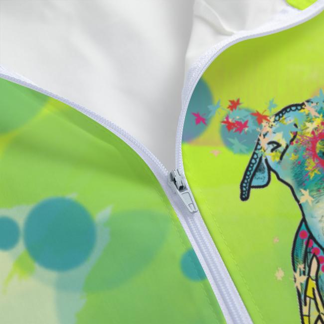 Preview: Leichte Regenjacke Pablo – Popart Hundemotiv, 100 % Polyester, Unisex, Staffordshire, AmStaff, Staff, Pitbull, Pit, SOKA, Listenhund